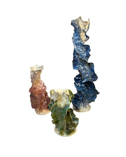 Jane Birchall - Ceramic coral candlestick trio