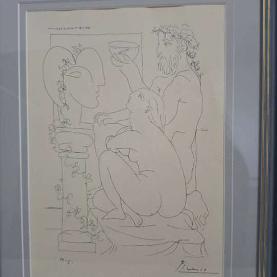 Picasso - Sculpteur avec Coupe et Modèle accroupi (Sculptor with fishbowl and model seated before a sculpted head) Suite Vollard